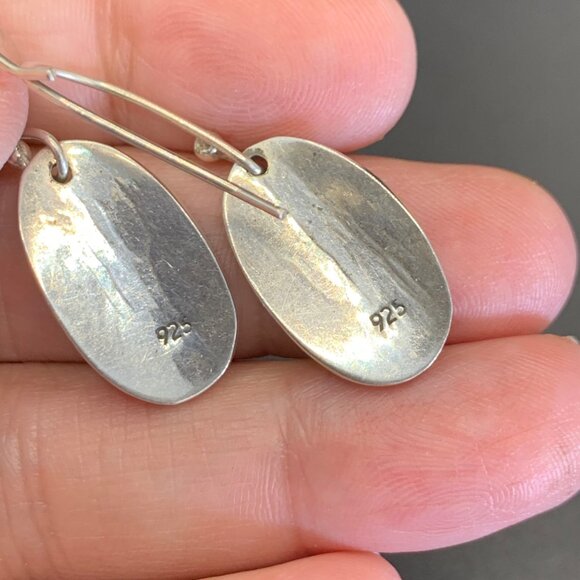 VTG Solid Sterling Silver 925 Oval Dangle Earrings Basket Weave Design 1.5" Long - Picture 6 of 7